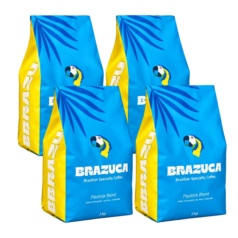 Paulista Blend-bundle met vier verpakkingen op een witte achtergrond